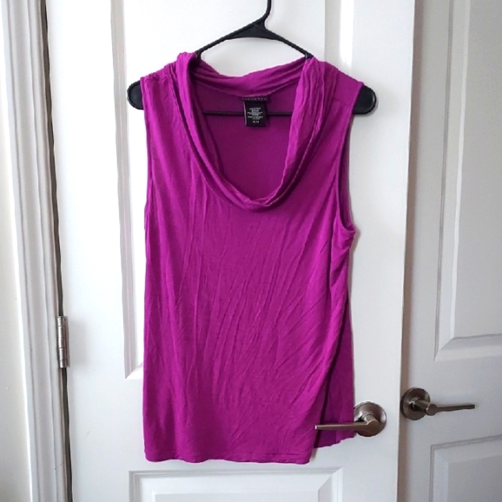 Metaphor Sleeveless Cowl Neck Tank - Magenta Xl